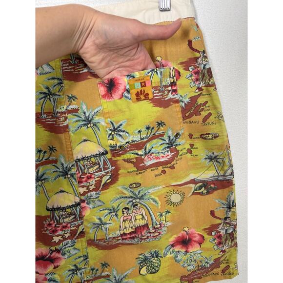 VTG Old Navy Mini Skirt Multicolor Tropical Print 100% Cotton Pockets Beach Boho - Picture 13 of 14